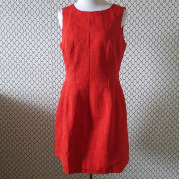 ASOS Textured Orange Cotton Blend Fully Lined Sleeveless A Line Dress - Size 10 - Picture 2 of 5
